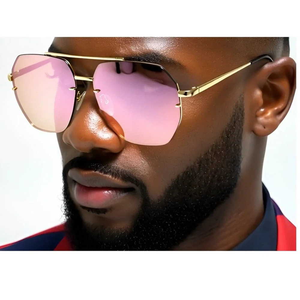 Pink Mirror Reflective Lens Sunglasses Men Style Flat‎ Lens Luxury Beach Shades